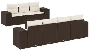 VidaXL 8 részes barna polyrattan kerti ülőgarnitúra párnákkal