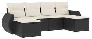 VidaXL Polyrattan Kerti Ülőgarnitúra - 6 részes - Fekete