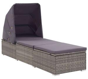 VidaXL Napozóágy - Polyrattan - Szürke - 195cm