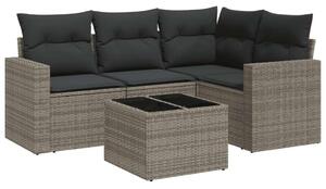 VidaXL Polyrattan Kerti Ülőgarnitúra - 5 részes - Szürke