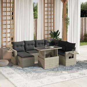 VidaXL Polyrattan Kerti Ülőgarnitúra - 8 részes - Világosszürke