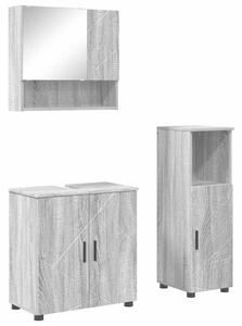 Fürdőszoba bútor szett 3 pcs Szürke sonoma 61 x 35 x 64 cm