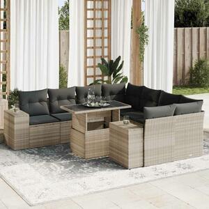 VidaXL Polyrattan Kerti Ülőgarnitúra - 9 részes - Világosszürke