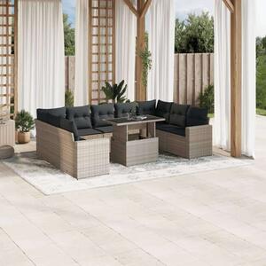 VidaXL Polyrattan Kerti Ülőgarnitúra - 10 részes, Világosszürke