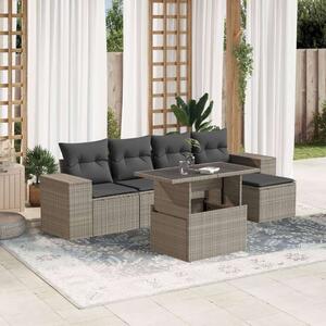 VidaXL Polyrattan Kerti Ülőgarnitúra - 6 részes, Világosszürke