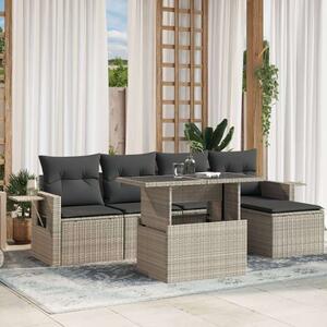 VidaXL Polyrattan Kerti Ülőgarnitúra - 6 részes, Világosszürke