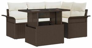 VidaXL Kerti Kanapé Szett párnával tárolóval 5 pcs Barna Poli rattan