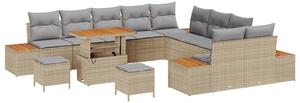 VidaXL Kerti Kanapé Szett párnával tárolóval 13 pcs Bézs Poli rattan