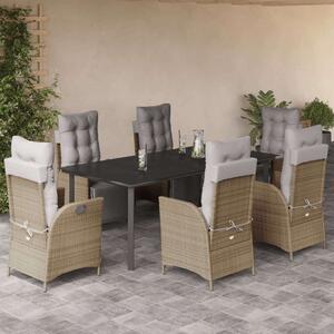 Polyrattan Kerti Étkezőgarnitúra - 7 Részes - Bézs