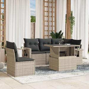 VidaXL Polyrattan Kerti Ülőgarnitúra - 6 részes, Világosszürke