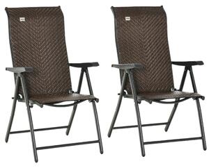 Outsunny 2db kerti szék készlet, Rattan/Acél, 71x58x111cm, Fekete