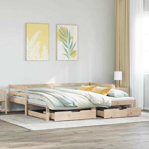 Kihúzható heverő fiókokkal matrac nélkül 80 x 200 cm