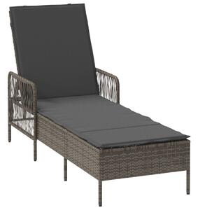 VidaXL Napozóágy, PE Rattan, 157 x 55 x 92 cm, Szürke és sötét szürke