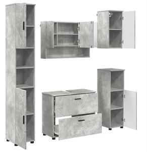 Fürdőszoba bútor szett 5 pcs Beton szürke 30 x 35 x 192 cm