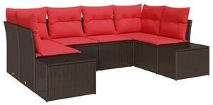 VidaXL Kerti Kanapé Szett párnával 6 pcs Barna polirattan