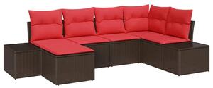 VidaXL Kerti Kanapé Szett párnával 6 pcs Barna polirattan