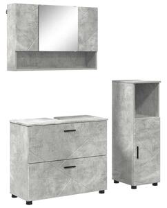Fürdőszoba bútor szett 3 pcs Beton szürke 76.5 x 35 x 64 cm