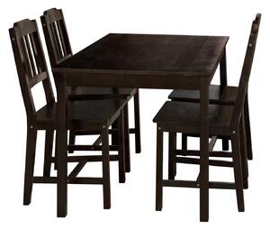 Asztal + 4 szék 8849 sötétbarna lakk