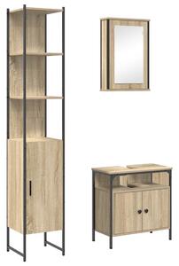 Fürdőszoba bútor szett 3 pcs sonoma tölgy 33 x 33 x 185.5 cm