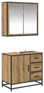 Fürdőszoba bútor szett 2 pcs kézműves tölgy 65 x 33 x 60 cm