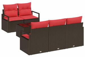 VidaXL Kerti Kanapé Szett párnával 6 pcs Beige és Piros polirattan