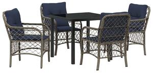 VidaXL Kert étkező szett párnával 5 pcs Szürke és fekete Rattan