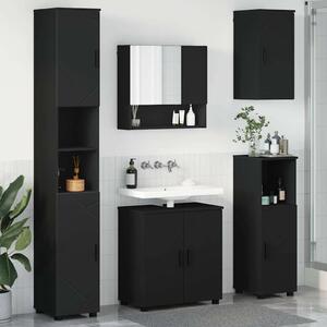 Fürdőszoba bútor szett 5 pcs Fekete 61 x 35 x 64 cm Faanyag