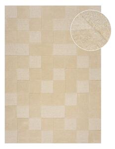 Bézs gyapjú szőnyeg 170x120 cm Checkerboard - Flair Rugs