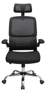 Ergonomikus irodai szék Skyline, RONDI, hálós+textil háttámlával, deréktámasszal, M1(Tilt) mechanizmussal, fekete
