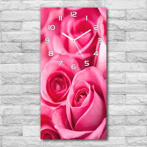Négyszögletes fali üvegóra Rózsaszín rózsa