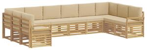 VidaXL Kültéri kanapé szett 10 pcs Fehér és Bézs 363 x 190 x 73 cm