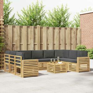 VidaXL Kültéri kanapé szett 10 pcs Fehér és Antracitszürke