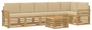 VidaXL Kültéri kanapé szett 7 pcs Fehér és Bézs 59 x 59 x 37 cm