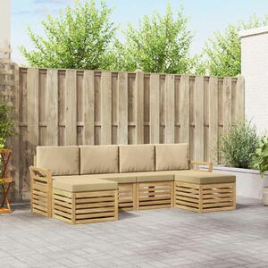 VidaXL Kültéri kanapé szett 6 pcs Fehér és Bézs 253 x 122,5 x 73 cm