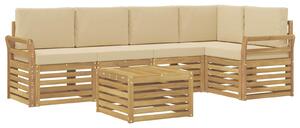 VidaXL Kültéri kanapé szett 6 pcs Fehér és Bézs 59 x 59 x 37 cm