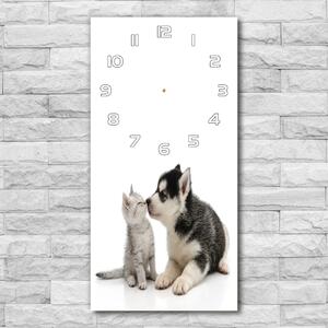 Négyszögletes fali üvegóra Kutya és macska