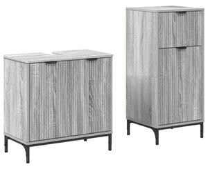 Fürdőszoba bútor szett 2 pcs Szürke sonoma 39.5 x 36 x 88 cm