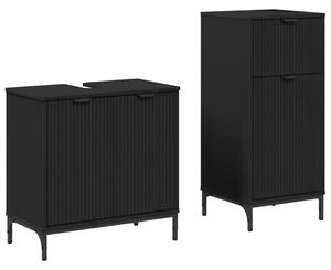 Fürdőszoba bútor szett 2 pcs Fekete 39.5 x 36 x 88 cm Faanyag