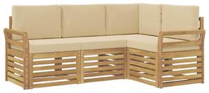 VidaXL Ülőgarnitúrák 4 pcs Fehér és Bézs 190 x 130,5 x 73 cm
