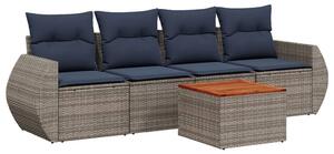 VidaXL 5 db szürke polyrattan kerti kanapégarnitúra párnákkal