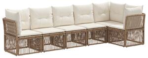 VidaXL Kerti Kanapé Szett 6 pcs Bézs polirattan