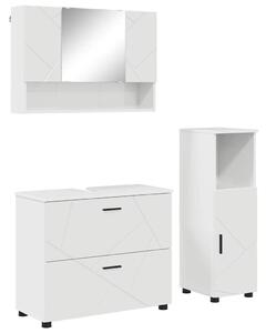Fürdőszoba bútor szett 3 pcs Magasfényű fehér 76.5 x 35 x 64 cm