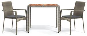 Polyrattan Kerti Étkezőgarnitúra - 3 részes - Szürke