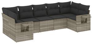 VidaXL Polyrattan Kerti Ülőgarnitúra - 7 részes - Világosszürke