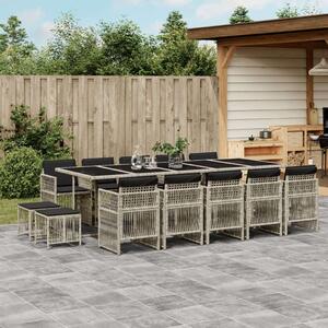 VidaXL Polyrattan Kerti Étkezőgarnitúra - 15 részes - Szürke