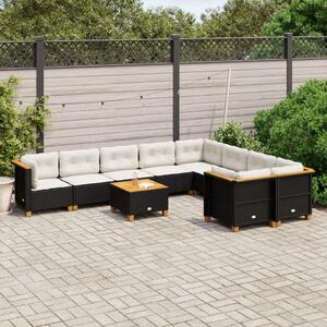 VidaXL Polyrattan Kerti Ülőgarnitúra - 10 részes - Fekete