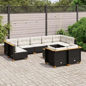 VidaXL Polyrattan Kerti Ülőgarnitúra - 10 részes - Fekete