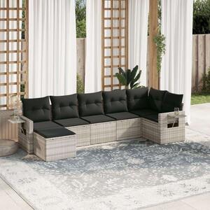 Polyrattan Kerti Ülőgarnitúra - 7 részes - Világosszürke