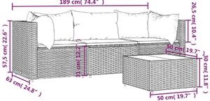 VidaXL Polyrattan Kerti Ülőgarnitúra - 4 részes - Fekete