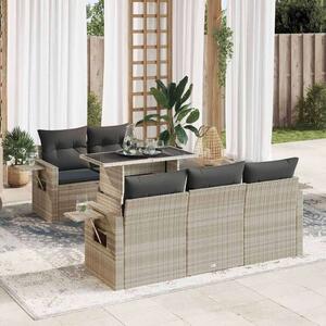 VidaXL Polyrattan Kerti Ülőgarnitúra - 6 részes - Világosszürke